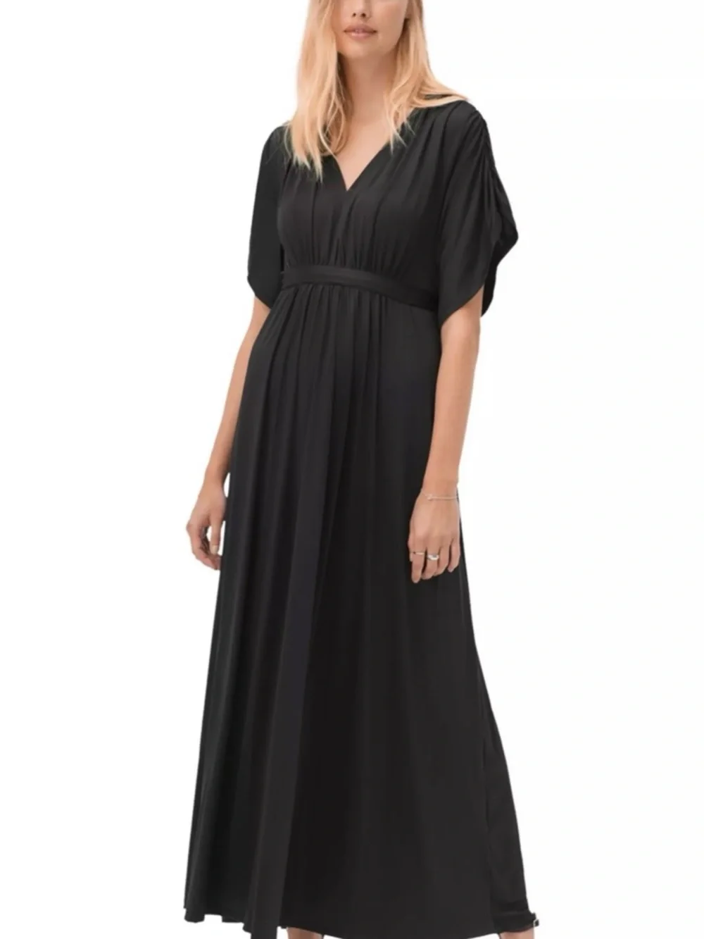 ellos Black V-Neck Puff Sleeve Maxi Dress - Picture 3 of 9
